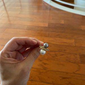 Grey and white pearl Swarovski ring